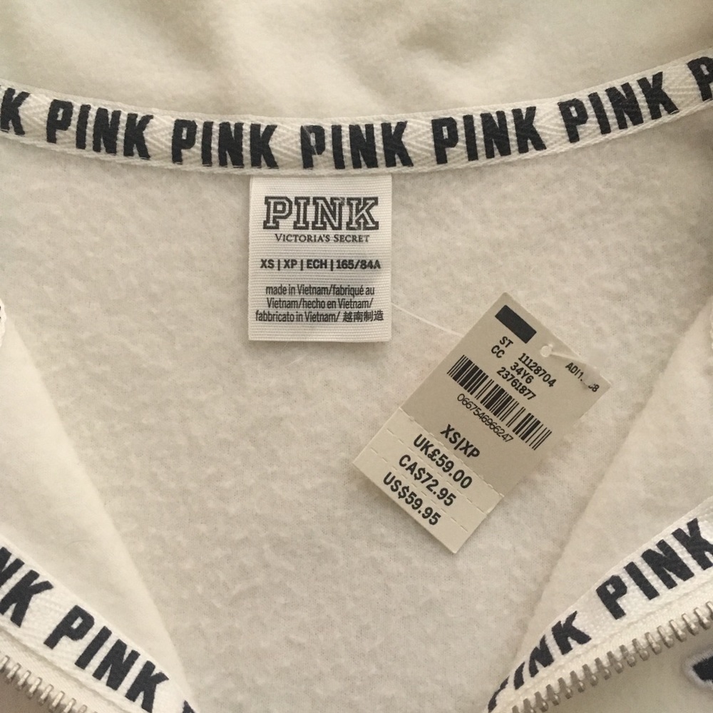 PINK Fleece Pullover, White - Picture 3 of 4